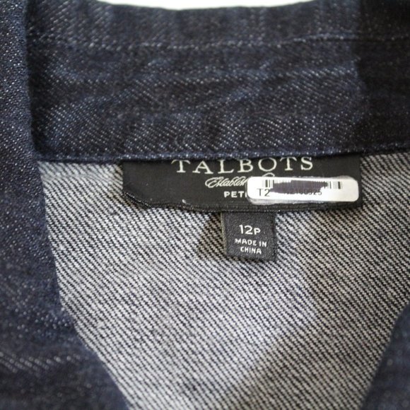 Talbots Dark Denim Jacket Size 12P - Picture 7 of 8